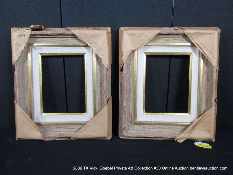 2 DRIFTWOOD STYLE BEIGE WOODEN FRAMES - 2 X MONEY BOTH FRAMES: 19X22