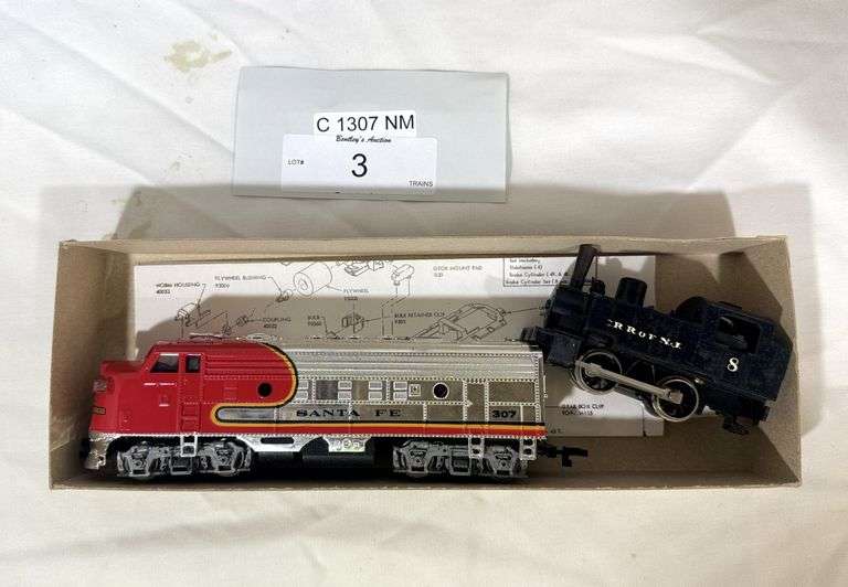ATHEARN SDP-40 SANTA FE PASS LOCOMOTIVE, HD SCALE W/ CR ROF NJ #8 HO SCALE STEAM LOCOMOTIVE