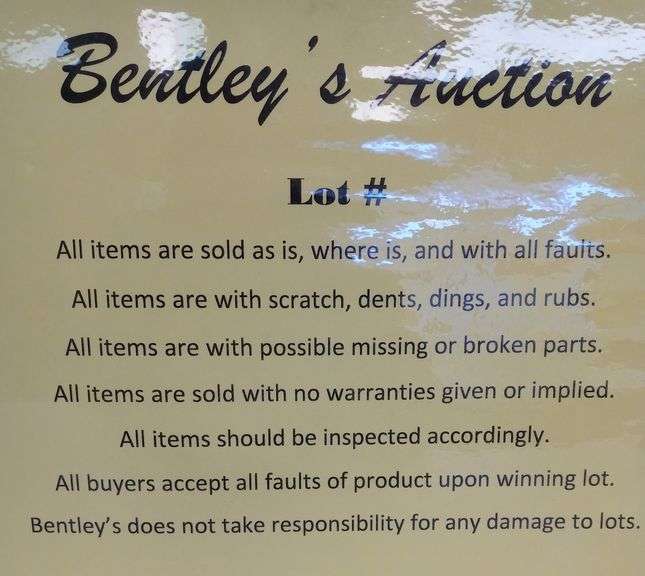 ALL LOTS ARE SOLD: AS IS, WHERE IS - NO WARRANTIES OR GUARANTIES GIVEN OR IMPLIED