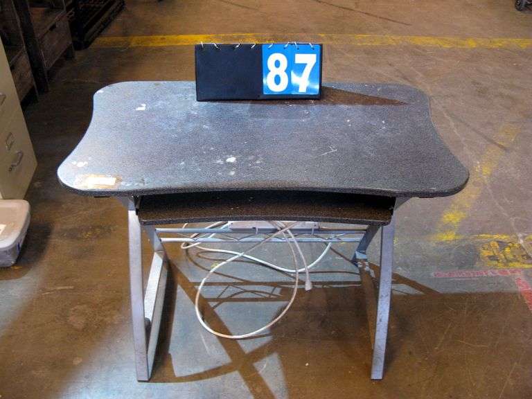 COMPUTER DESK W/ KEYBOARD AND METAL FRAME