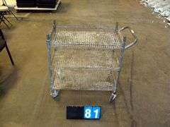 HEAVY DUTY METAL UTILITY CART W/ SHELVES AND WHEELS
