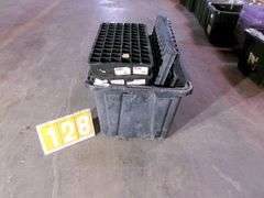 BLACK TOTE W/ MISC. QUANTUM STORAGE SYSTEMS