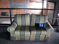 GOLD & GREEN FABRIC LOVE SEAT