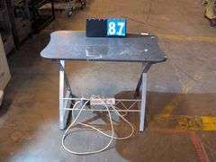 COMPUTER DESK W/ KEYBOARD AND METAL FRAME