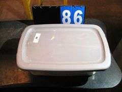 PLASTIC TOTE W/ MISC. ITEMS