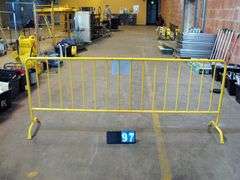 HEAVY DUTY YELLOW STEEL CROWD CONTROL BARRIER W/ CURVED LEGS