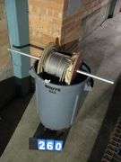 BRUTE PLASTIC TRASHCAN W/ MISC. ITEMS