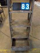 DARK WOOD GRAIN FINISH MULTI-TIERED LADDER BOOKSHELF