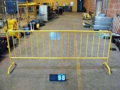 HEAVY DUTY YELLOW STEEL CROWD CONTROL BARRIER W/ CURVED LEGS