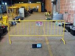 HEAVY DUTY YELLOW STEEL CROWD CONTROL BARRIER W/ CURVED LEGS