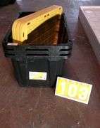3 - BLACK PLASTIC TOTES W/ YELLOW LIDS - 3 X MONEY