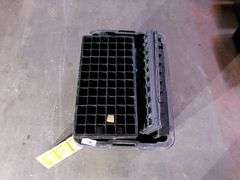 BLACK TOTE W/ MISC. QUANTUM STORAGE SYSTEMS