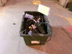 BLACK TOTE W/ MISC. ITEMS