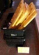 4-BLACK TOTES, 7 YELLOW LIDS