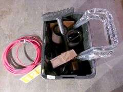 BLACK TOTE W/ MISC. ITEMS