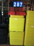 YELLOW AND RED TOTE LIDS, QTY 46