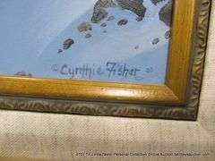 FRAMED PAINTING BY CYNTHIE FISHER - WILDLIFE - BIGHORN SHEEP IN SNOW, 29" X 40" OVERALL