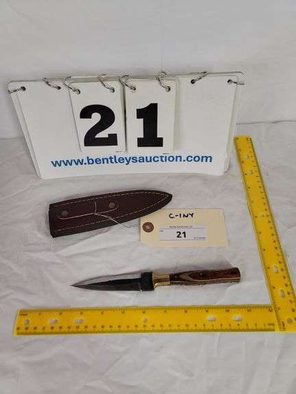 DOUBLE EDGED KNIFE W/ SHEATH, 8-1/2" OVERALL LENGTH