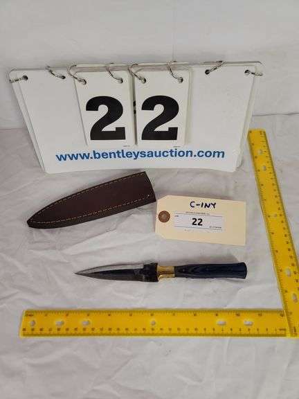 DOUBLE EDGED KNIFE W/ SHEATH, 8-1/2" OVERALL LENGTH