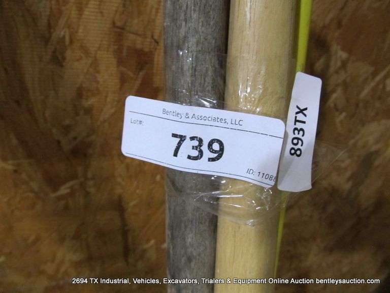LOT: FLOOR CLEANING TOOLS - 2-BROOMS, 1-HANDLED FLOOR POLISHER?