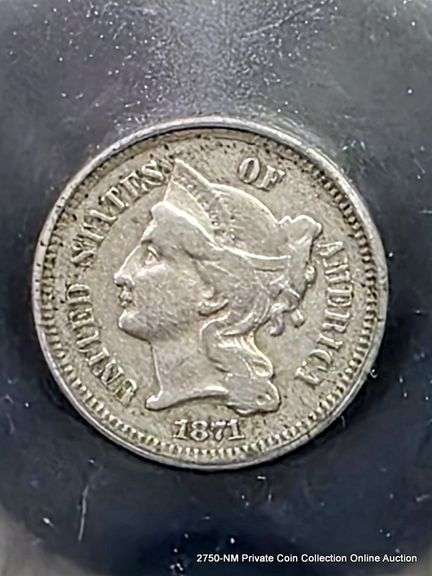 1871  Three Cent Piece VF25