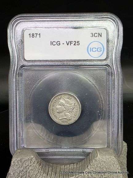 1871  Three Cent Piece VF25