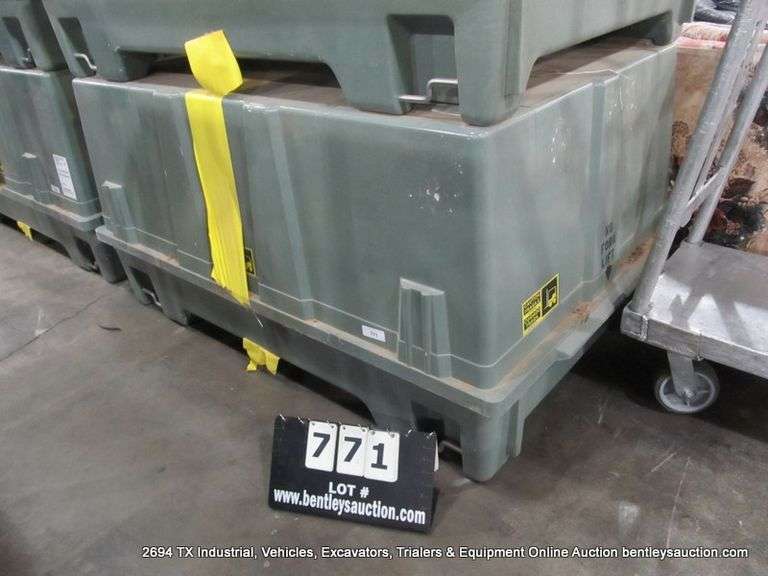 GREEN FIBERGLASS STORAGE CONTAINER, 60" X 32" X 42"