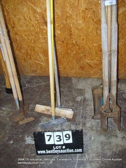 LOT: FLOOR CLEANING TOOLS - 2-BROOMS, 1-HANDLED FLOOR POLISHER?