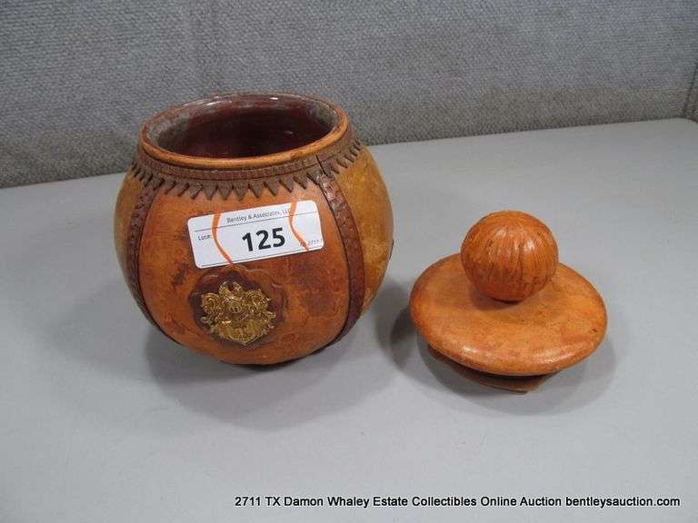 LEATHER WRAPPED CERAMIC POT