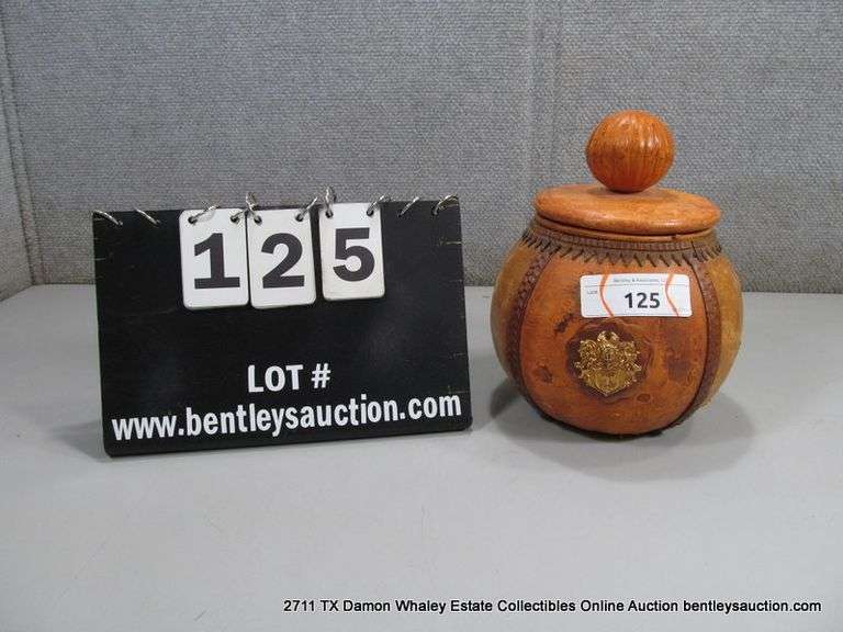 LEATHER WRAPPED CERAMIC POT
