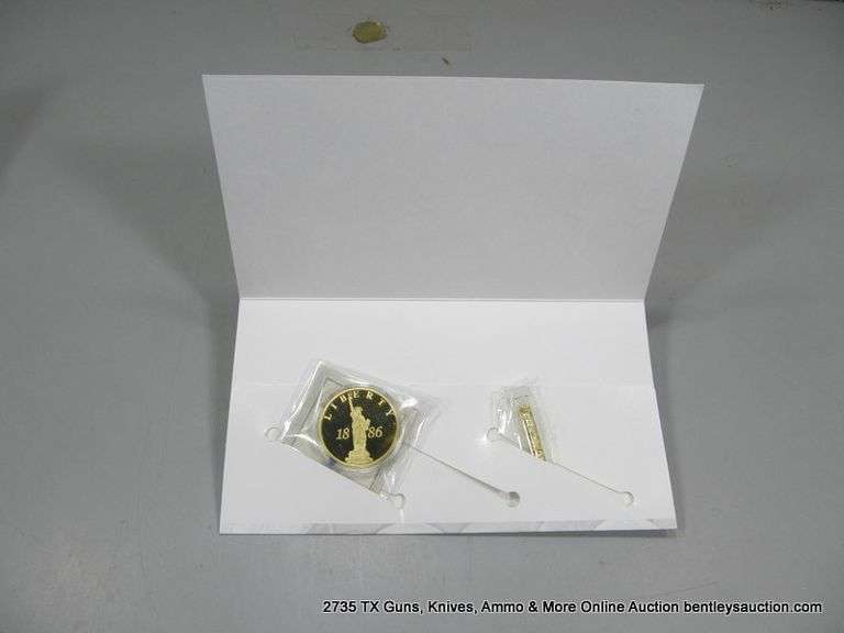 AMERICAN MINT STATUE OF LIBERTY ANNIVERSARY COIN - 24KT GOLD PLATE ON ...