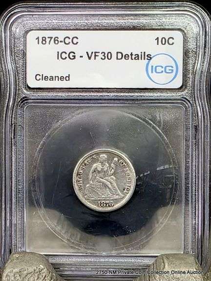 1876 CC Seated Liberty Dime VF30