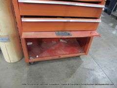 DAMAGED RED TOOL BOX W/ ASSORTED TOOLS