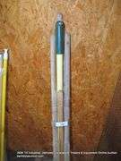 LOT: GARDEN TOOLS - 1-FLAT NOSE SHOVEL W/ PLASTIC HANDLE, 1-WOOD HANDLE SHARP SHOOTER, 1-WOOD HANDLE