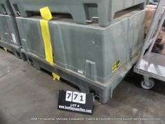 GREEN FIBERGLASS STORAGE CONTAINER, 60" X 32" X 42"