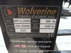 WOLVERINE MP-11-2500G MINI SKID STEER PALLET FORK, S/N ZW-00068