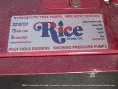 RICE HYDRO INC PRESSURE PUMP, S/N: 60031