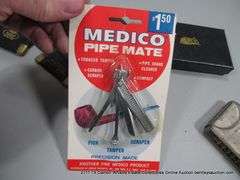 LOT: BROG PIPE EAMER W/ CASE, MEDICO PIPE MATE - UNOPENED, M. HOHNER ECHO HARMONICA, (2) LEATHER TOB