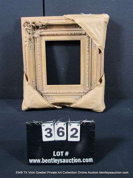 GOLD & BEIGE PAINTED, CARVED ORNATE WOODEN FRAME 17 X 19