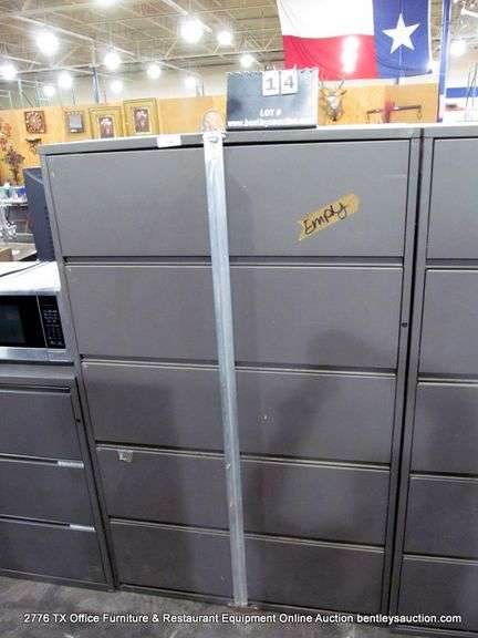 GRAY 40" X 27" X 67 1/2" 5 DRAWER STEEL LATERAL FILE CABINET, MERIDIAN