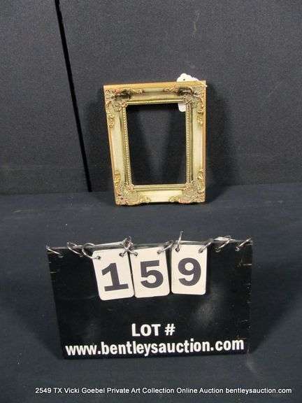 GOLD PAINTED, W/ RED ACCENTS, CARVED ORNATE WOODEN FRAME 8 X 10