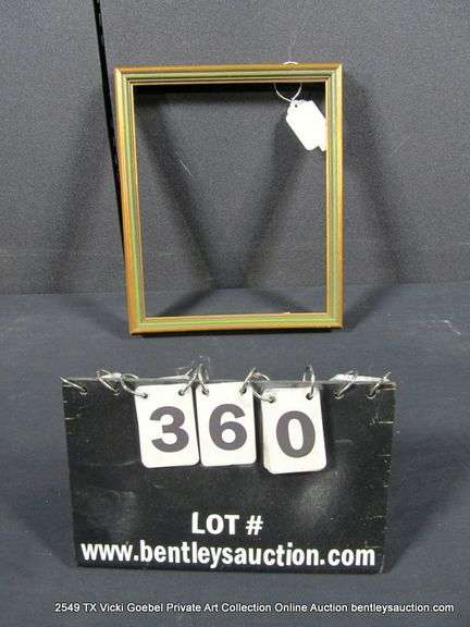 GOLD, GREEN, & BLUE PAINTED, CARVED WOODEN FRAME 11 X 13