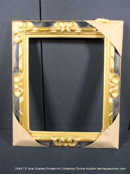 GOLD & BLACK PAINTED CARVED ORNATE WOODEN FRAME 23 X 27