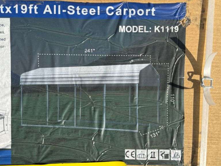 2025 KJ ALL STEEL CARPORT MODEL: K1119, 11' X 19'