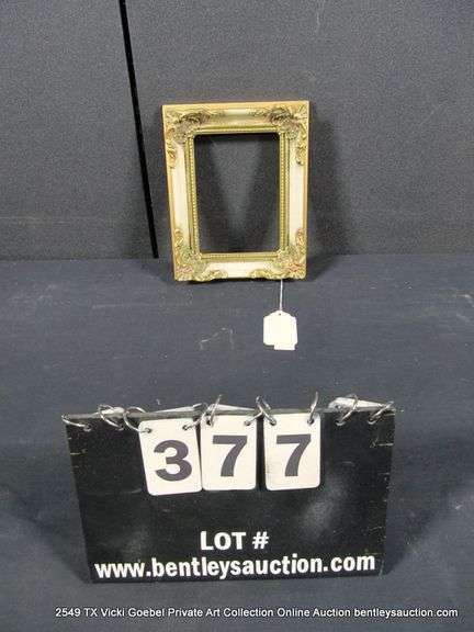 WHITE & GOLD PAINTED, W/ RED ACCENTS, CARVED ORNATE WOODEN FRAME 8 X 10
