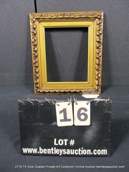GOLD & BROWN PAINTED, CARVED WOODEN FRAME 12 X 14