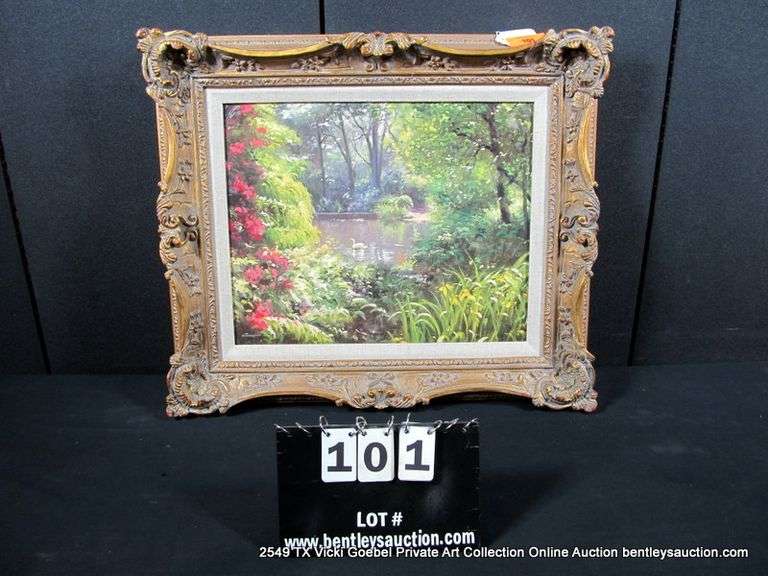 GARDEN SCENE W/ SWAN 24 X 28