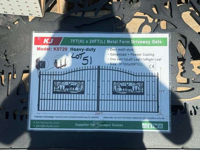 2025 KJ METAL FARM DELIVERY GATE MODEL: K0720, 7' X 20'