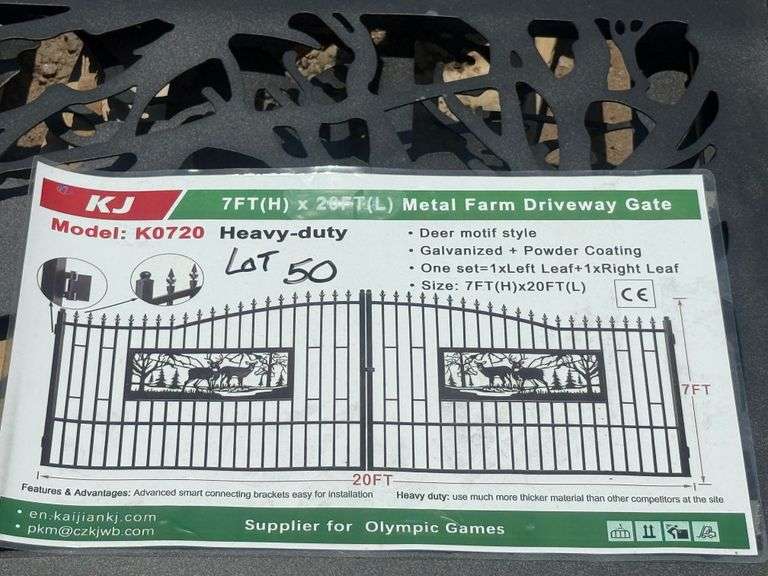 2025 KJ METAL FARM DELIVERY GATE MODEL: K0720, 7' X 20'