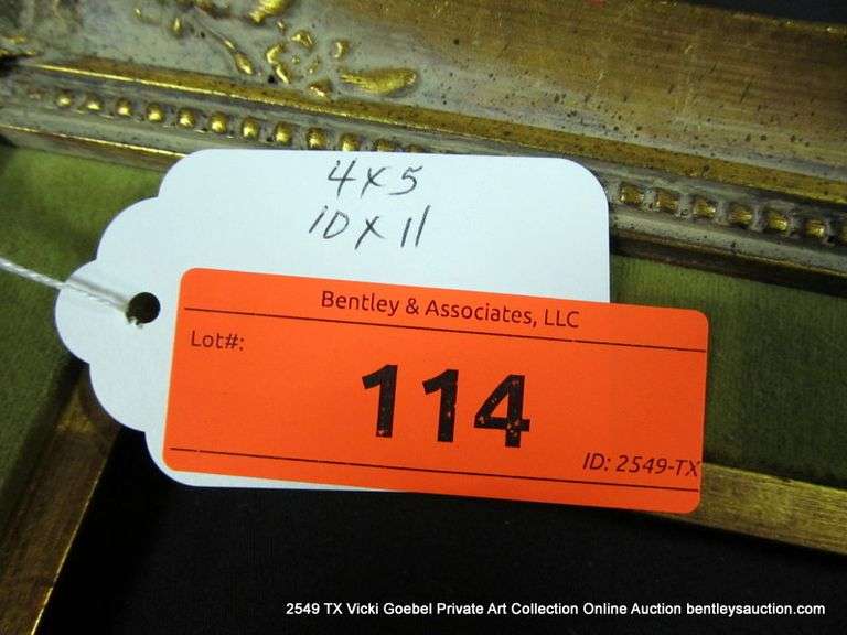 GOLD PAINTED, W/ OLIVE GREEN VELVET INLAY, CARVED ORNATE WOODEN FRAME 10 X 11